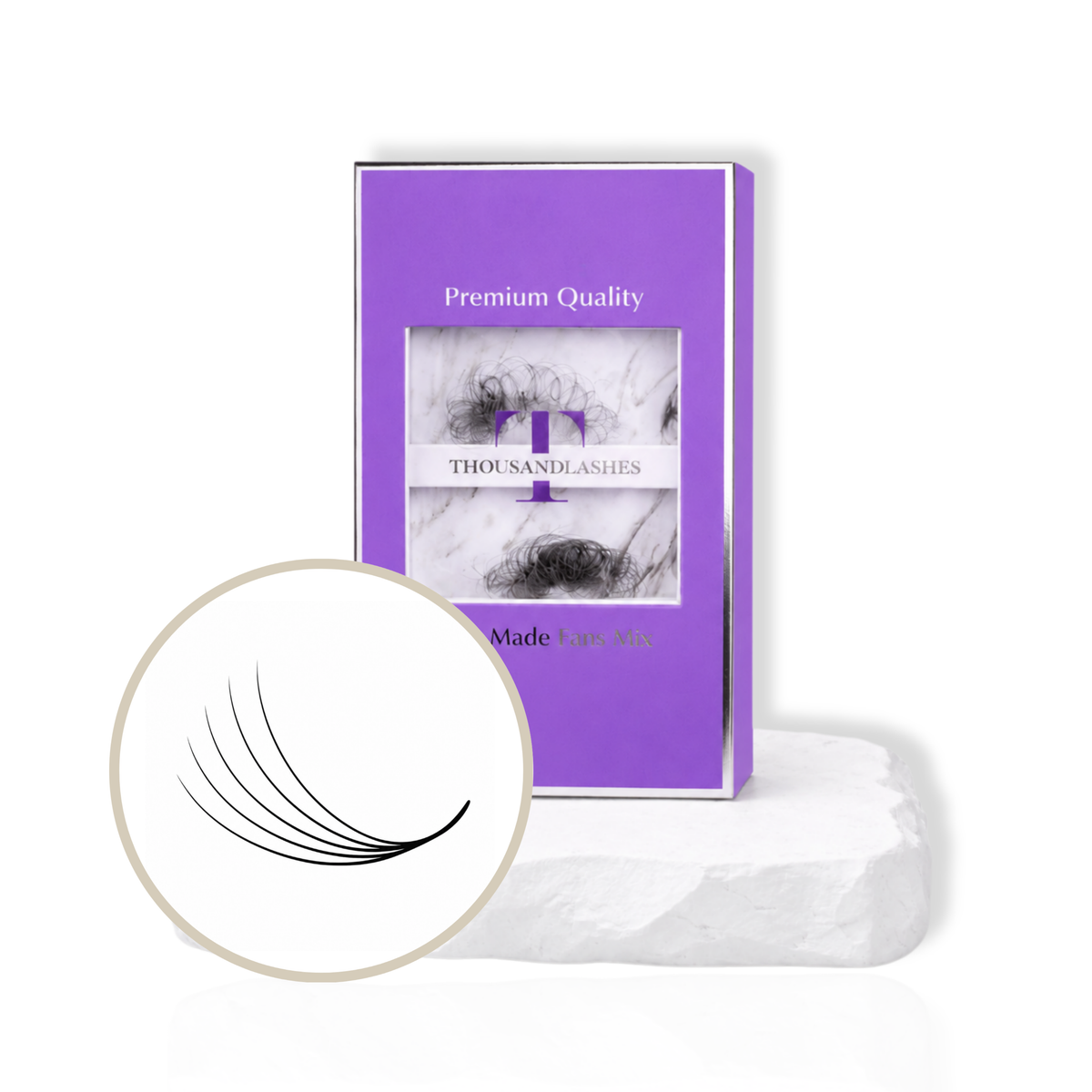 5D pro-made volume lash fans in 0.07 mixed lengths 7–17 mm