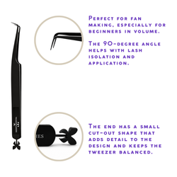 90 degree angled eyelash tweezers