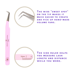 90 degree isolation lash tweezer pink