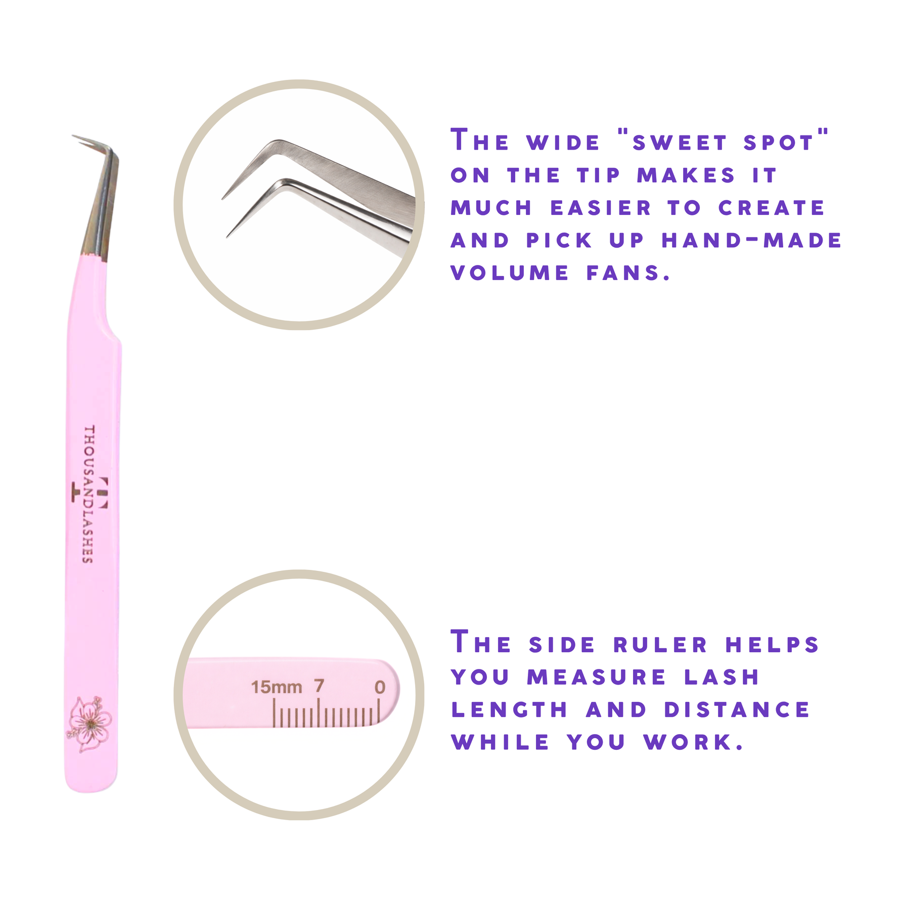 90 degree isolation lash tweezer pink