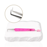 Candy Charm lash tweezer feature image showing curved tip, candy charm detail, and product design.