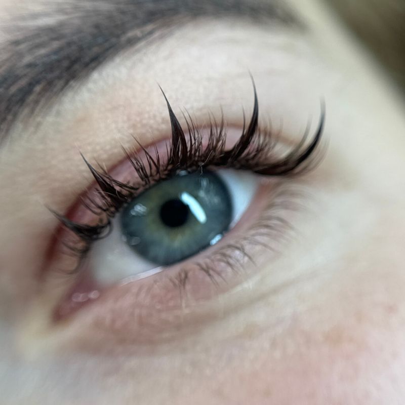 Cashmere Brown Collection Volume Lashes creating soft brown volume lash extensions close-up