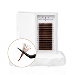 Cashmere Brown Collection Volume Lashes tray with soft brown matte lash fibers