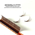 Dark chocolate brown colored lashes