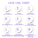 Lash curl chart showing available curl options
