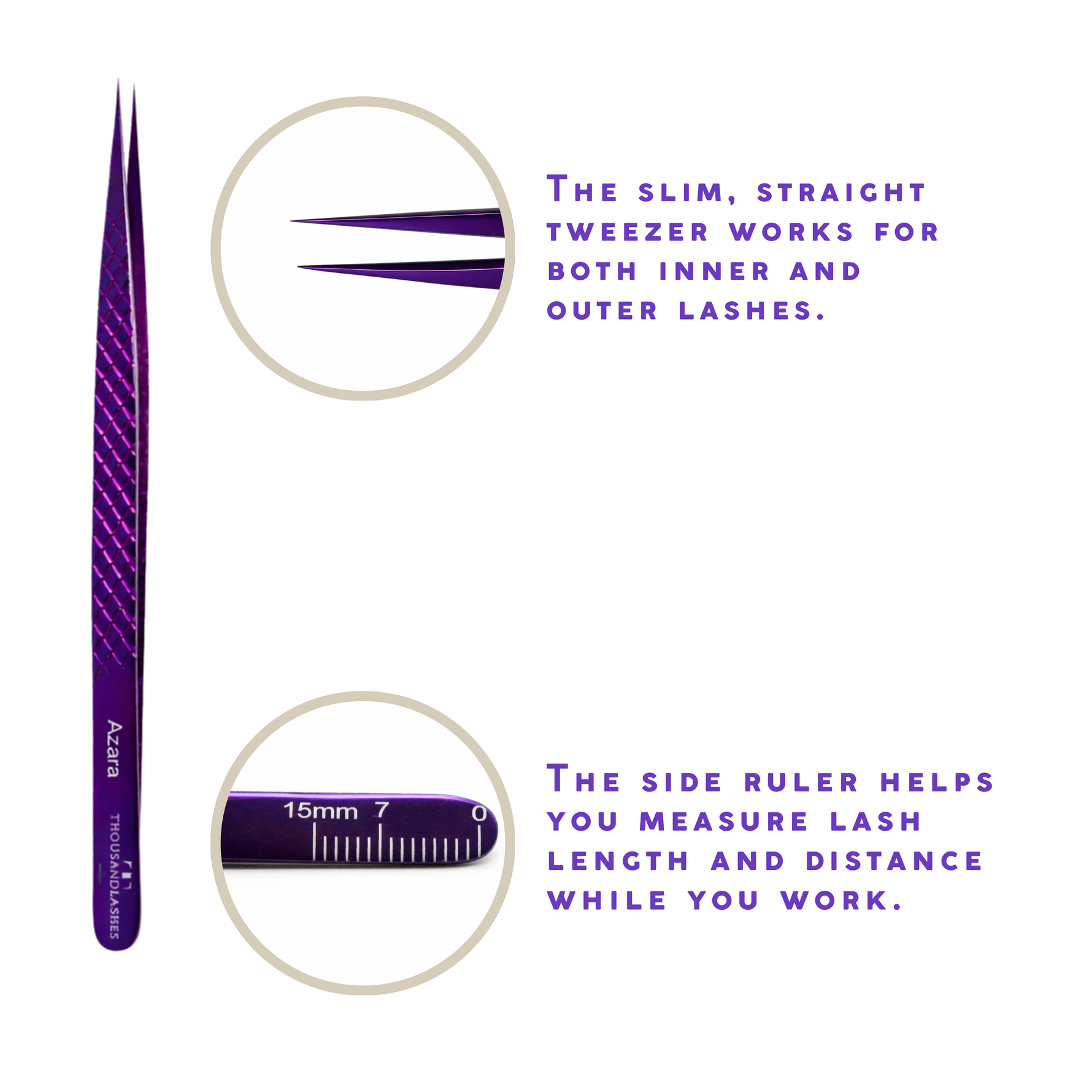 Precision straight lash tweezers
