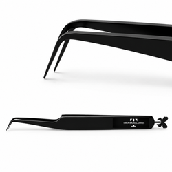 Premium Black Tweezers Duo displayed with two black precision lash tools used for classic and volume lash extension techniques