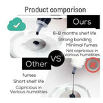 Product comparison image
ThousandLashes Elite High Humidity Adhesive comparison showing low fumes, strong bonding, and stable performance in different humidity levels
