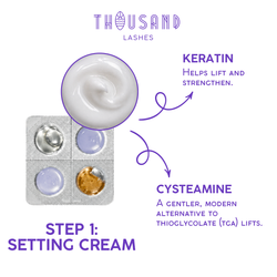 Setting cream capsule with cystamine for lash lift services