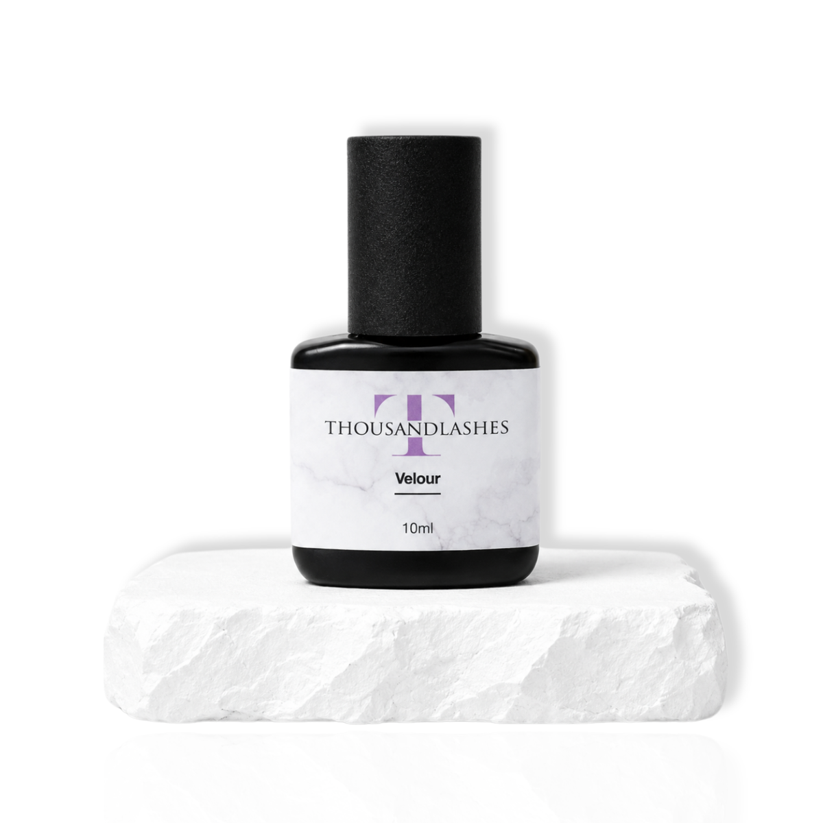 ThousandLashes 10 ml Velour Lash Adhesive ingredients and oil resistant black lash glue for classic volume and mega volume extensions