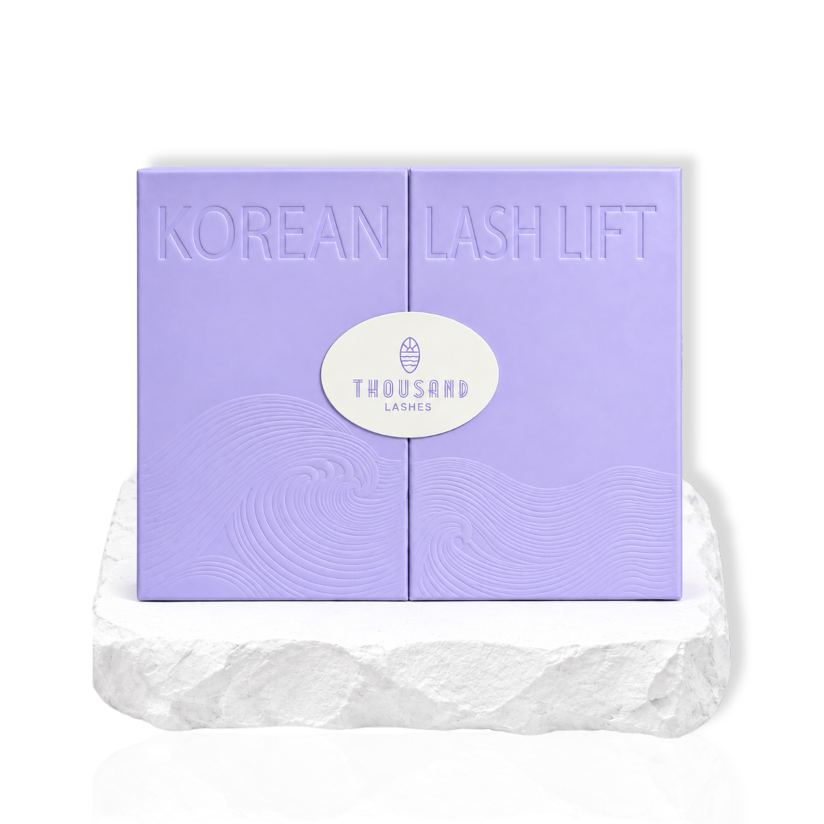 Thousand Lashes Korean Lash Lift kit in a purple box displayed on a white surface.