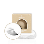 Thousandlashes 10D Pro-Made Volume Fans in beige lash tray with fan close-up