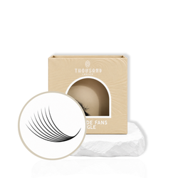 Thousandlashes 8D Pro-Made Volume Fans in beige lash tray with fan close-up