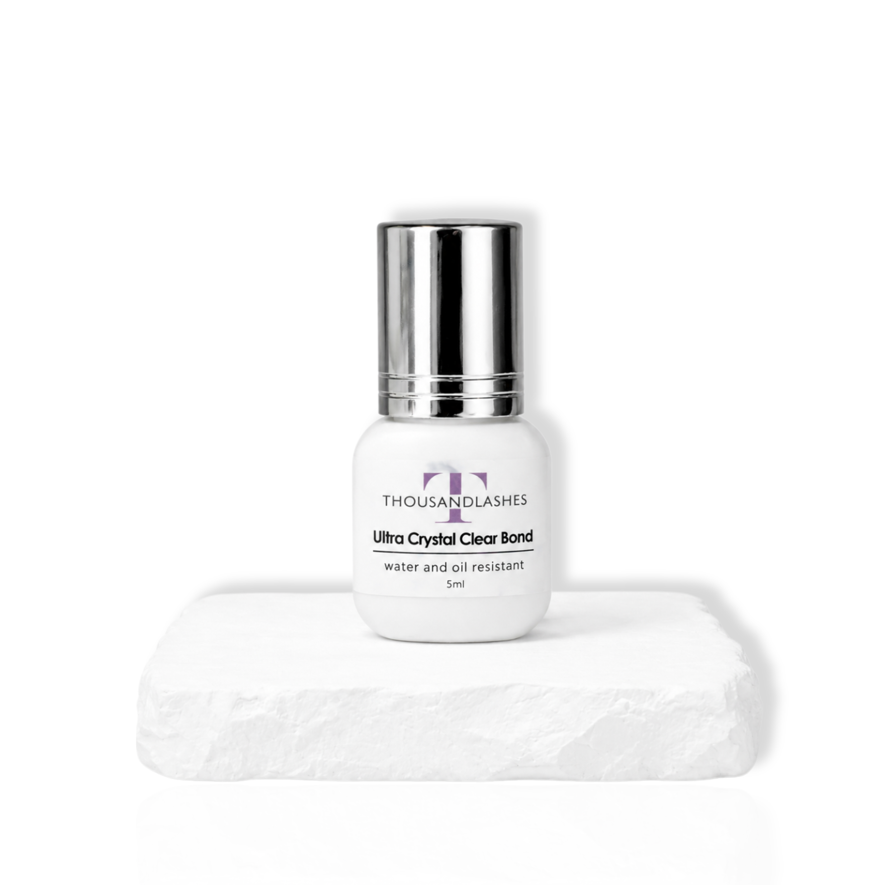 Ultra Crystal Clear Bond seamless clear lash adhesive for eyelash extensions with water and oil resistant formula