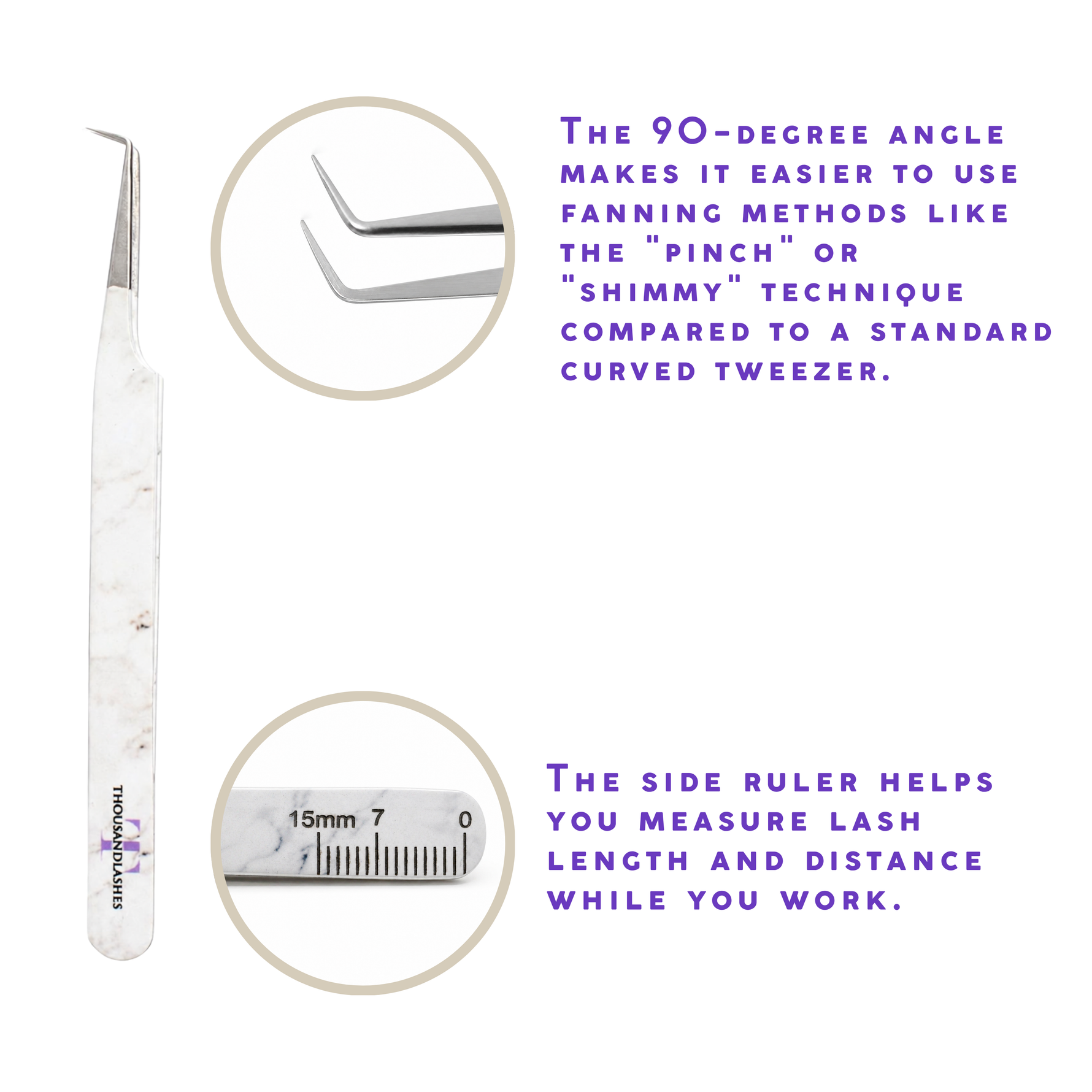 professional lash tweezers 90 degree
