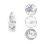 thousandlashes Lash Lift Power Mix bottle with close-up views of the white powder, liquid being added, and the mixed thickened formula.
